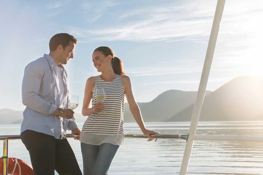 romantic cruise on Queen Charlotte Sound in the Marlborough Sounds New Zealand